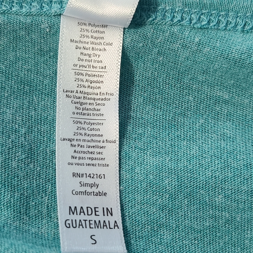 LuLaRoe Coastal Beach Heather Teal  Short Sleeve Slub Texture Classic T Sz S - Picture 3 of 4